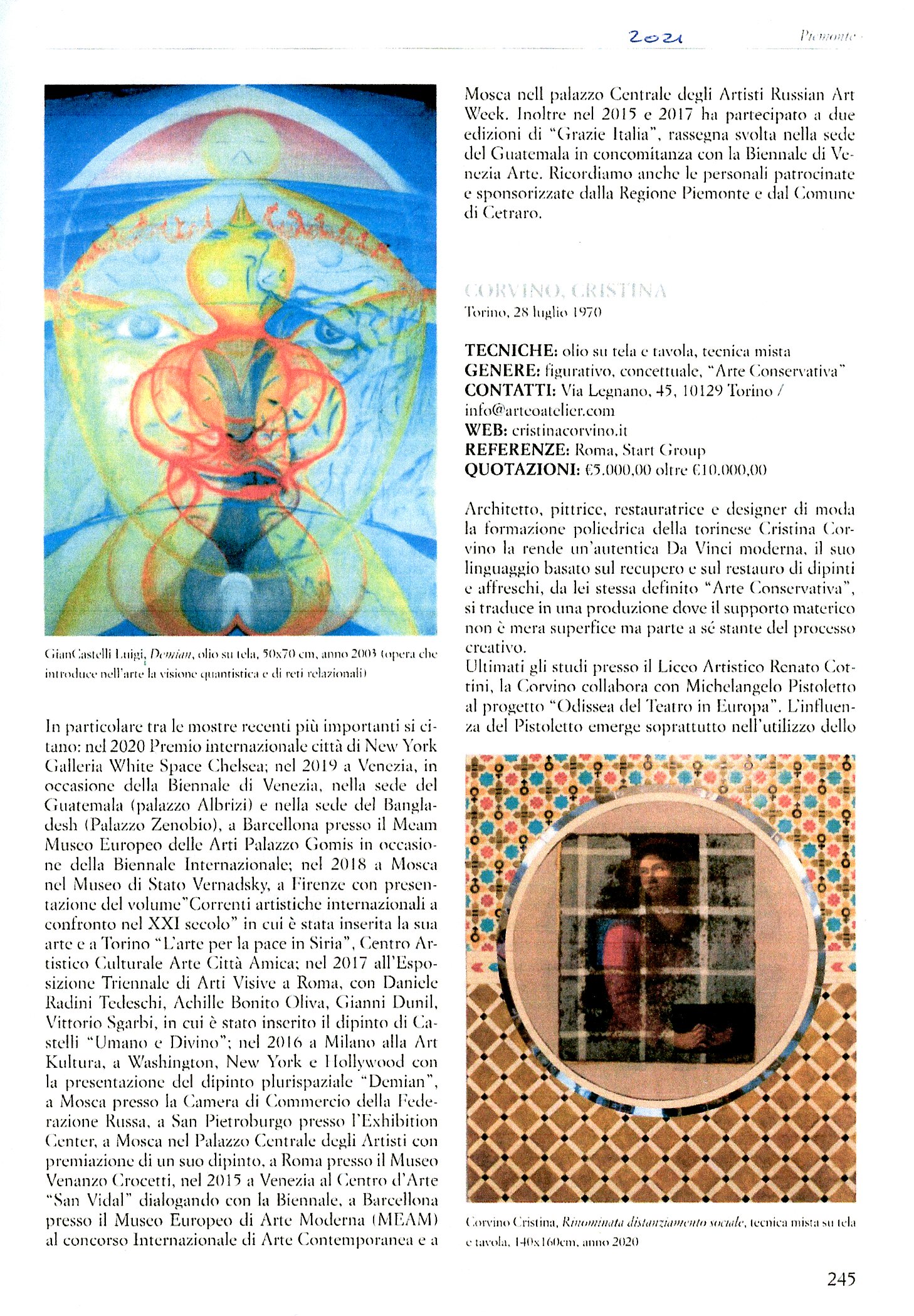 Atlante dell'Arte Contemporanea  De Agostini  2021 Sezione Piemonte Pag 245